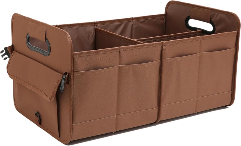 AOKJOY Car Trunk Organizer, Brown, Foldable, Non-slip, Adjustable, Multiple Compartments, 600D Oxford Cloth Material - Image 1